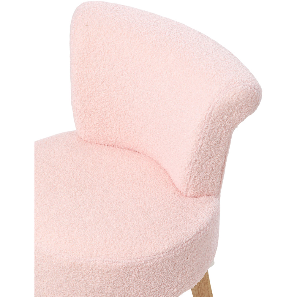 Living and Home Pink Teddy Fleece Low Backrest Vanity Stool Image 4