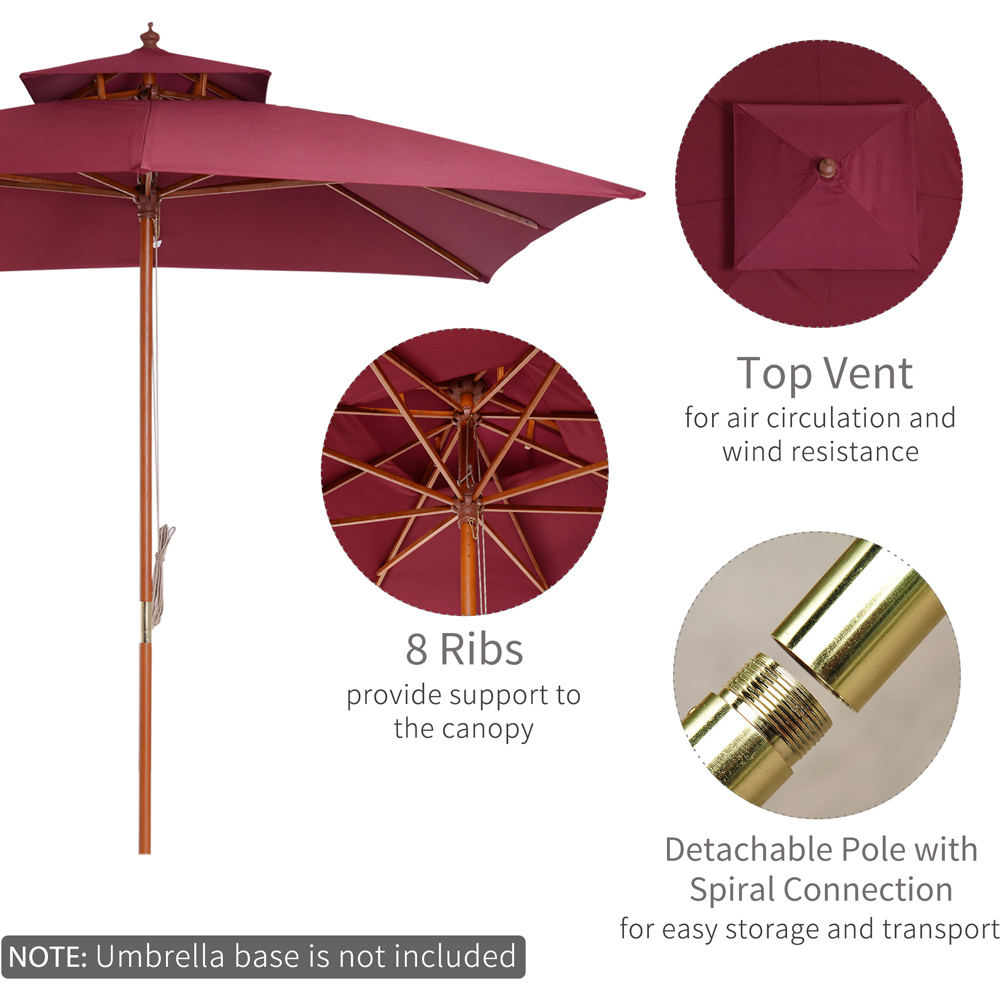 Outsunny Wine Red Bamboo Parasol 3m Image 6