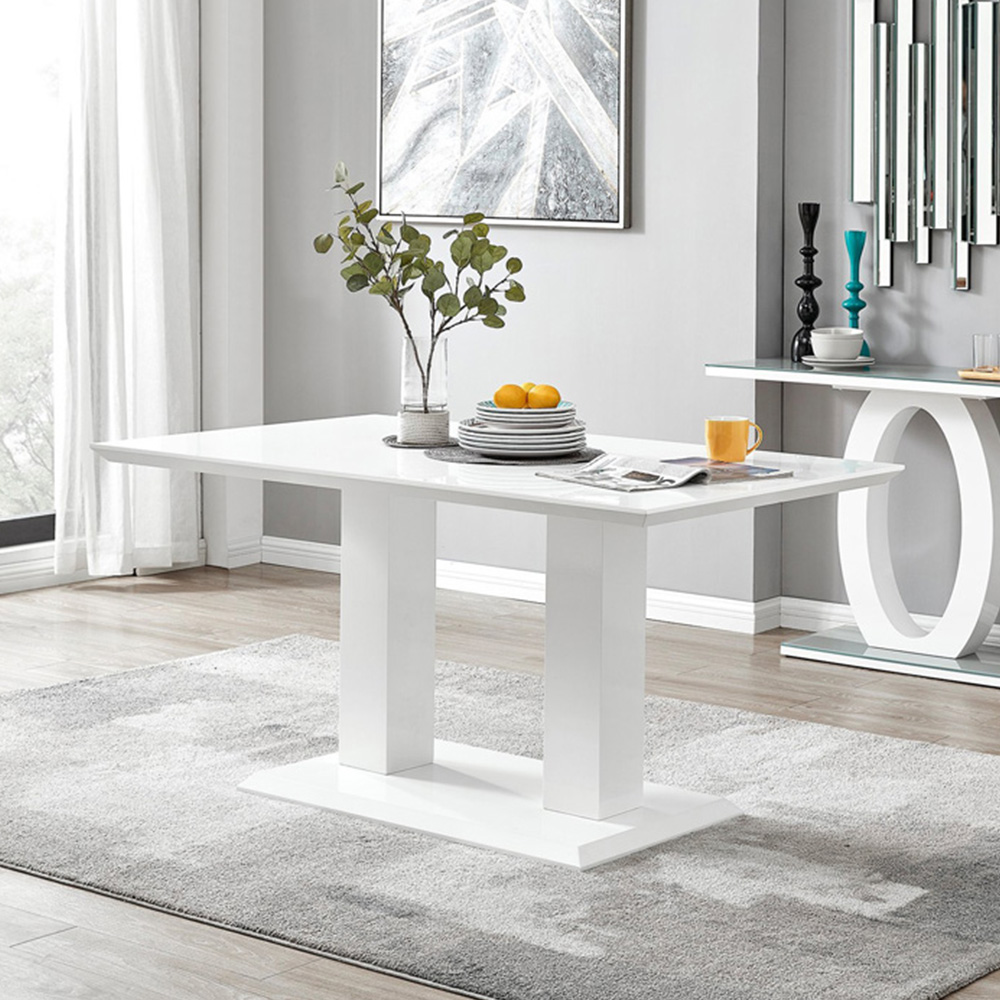 Furniturebox Molini Fortana 6 Seater Dining Set White Gloss Black and Chrome Image 2