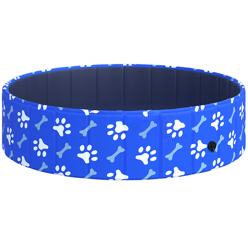PawHut 120cm Foldable Printed Paddling Pool Blue and White Image 1