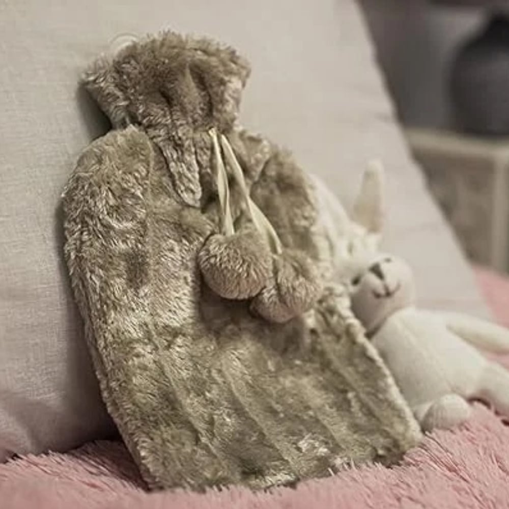 Marco Paul Grey Soft Plush Cover Bed Warmer Hot Water Bottle 2L Image 3