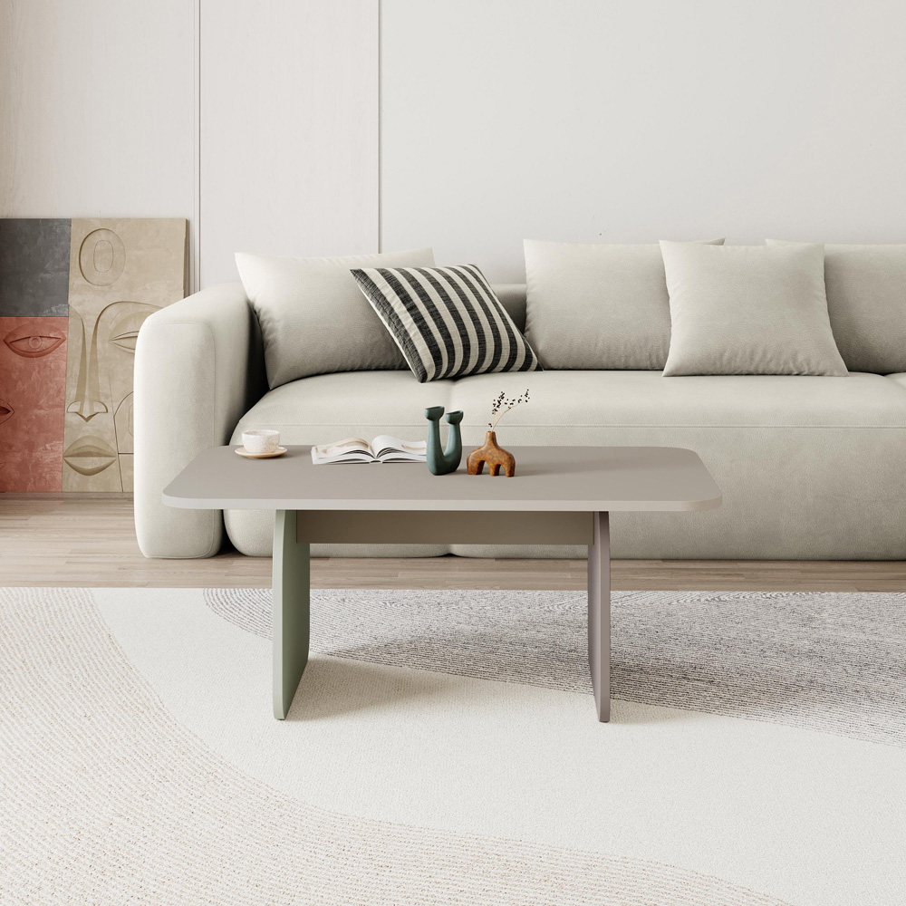 Decortie Pietra Sandstone with Light Mocha and Green Coffee Table Image 4