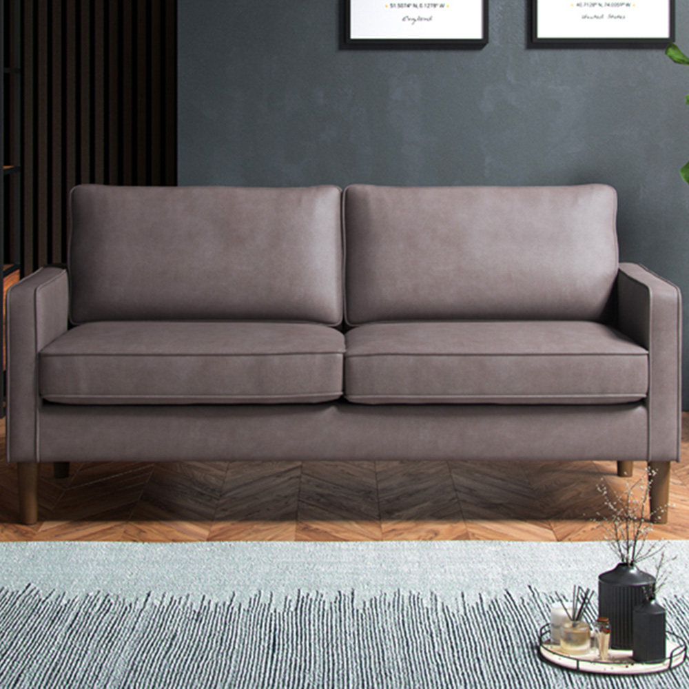 Regan 3 Seater Grey Faux Leather Sofa Image 1