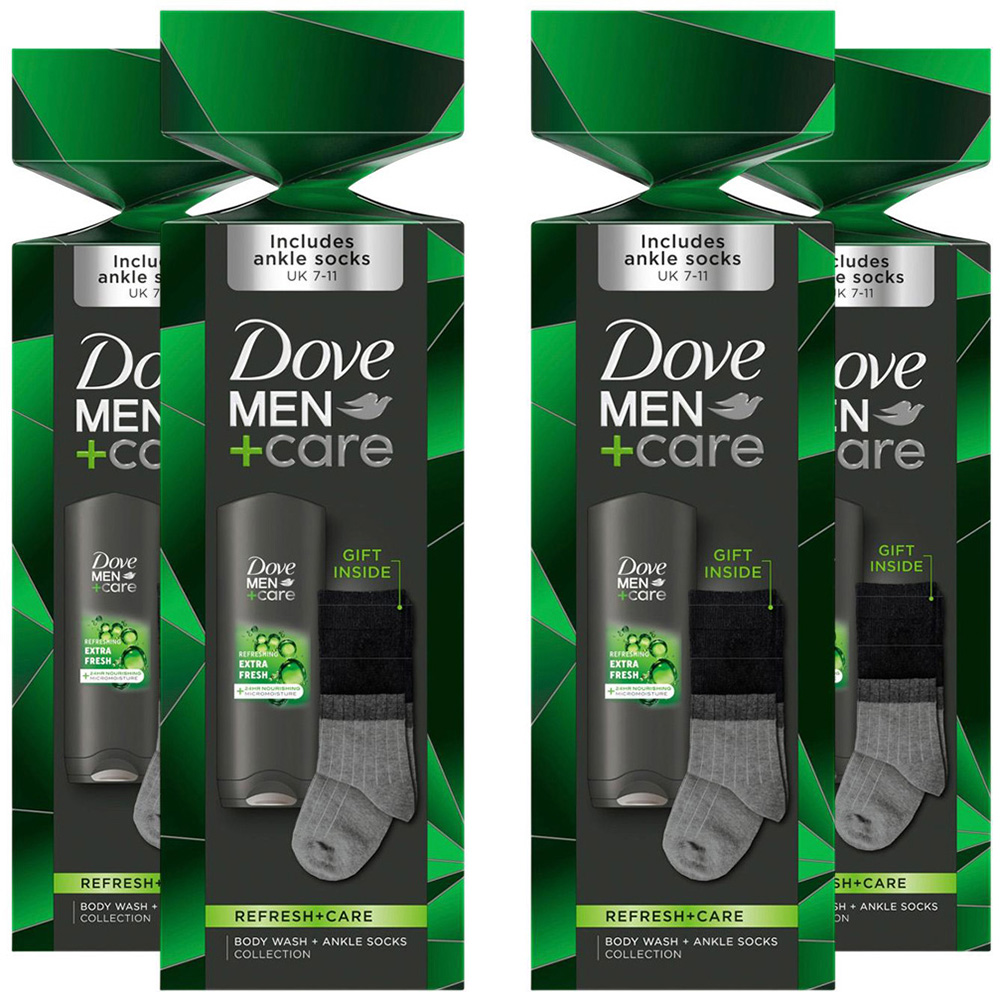 Dove Men+Care Refresh+Care Body Wash and Socks Gift Set 4 Pack Image 1
