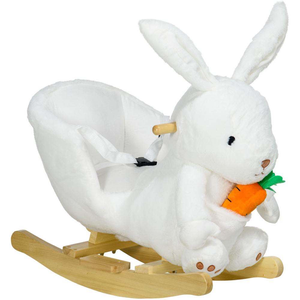 Tommy Toys White Kids Rabbit Shaped Rocking Horse Image 1