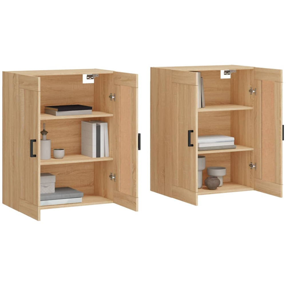vidaXL 2 Door Smoked Oak Wall Mounted Storage Cabinet 2 Pack Image 3