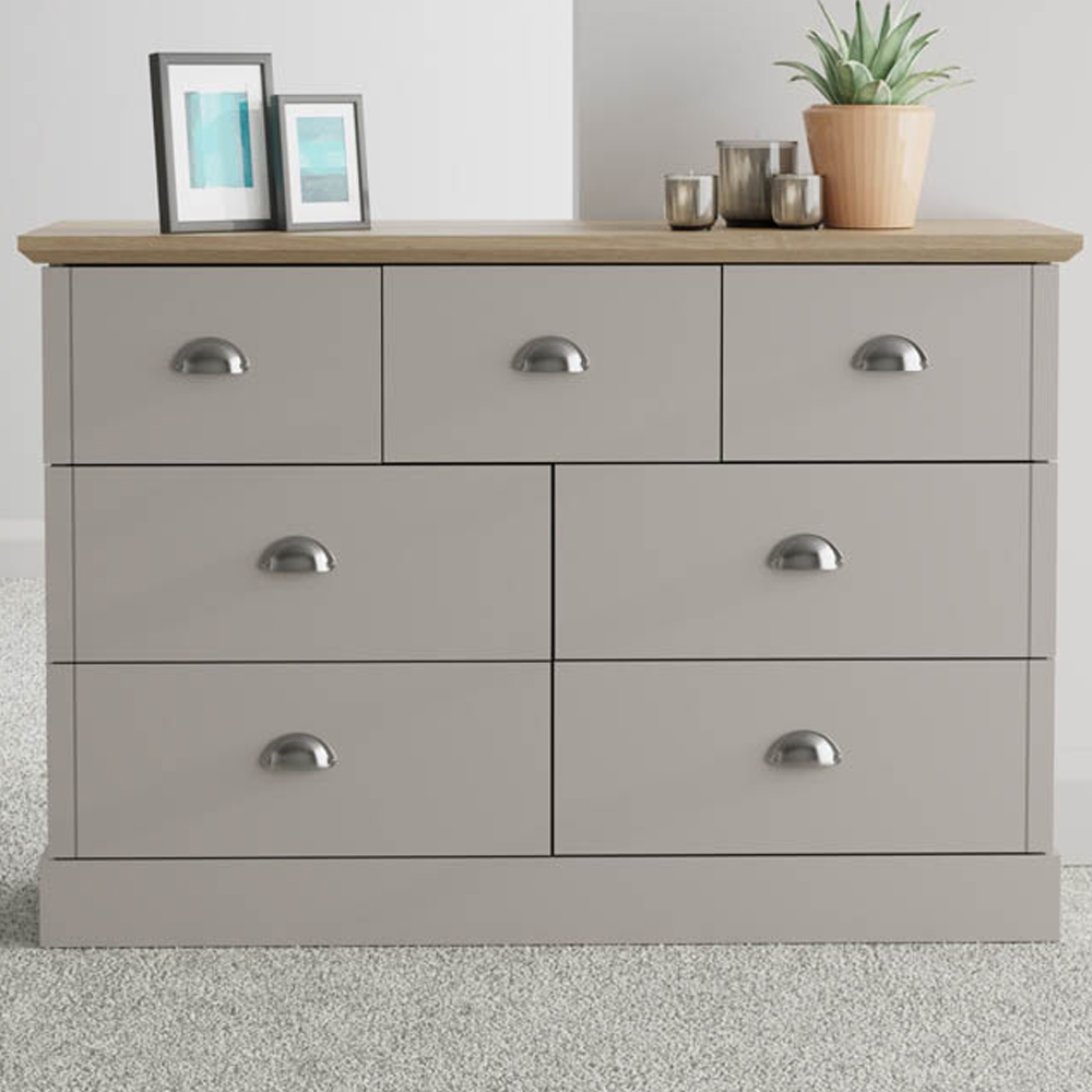 GFW Kendal 7 Drawer Grey Chest of Drawers Image 1