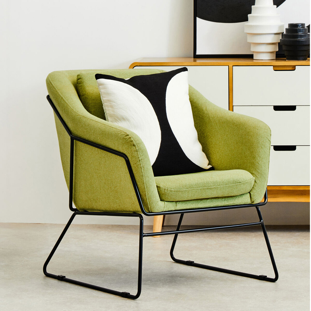 Premier Housewares Stockholm Black and Green Fabric Accent Chair Image 6