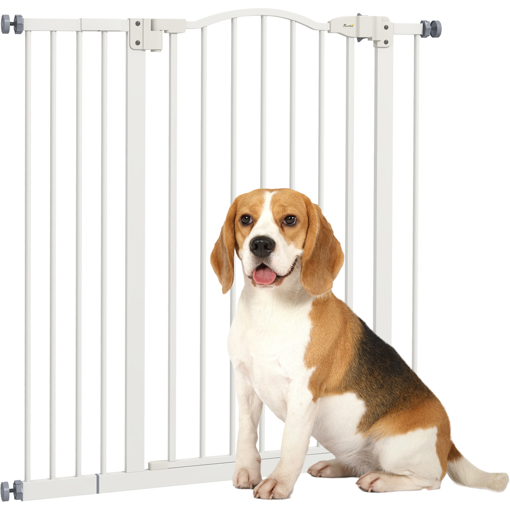PawHut White 74-94cm Adjustable Metal Pet Safety Gate Image 3