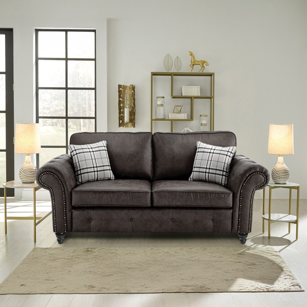 Portland Oakana Luxury 3 Seater Black Leather Sofa Image 3