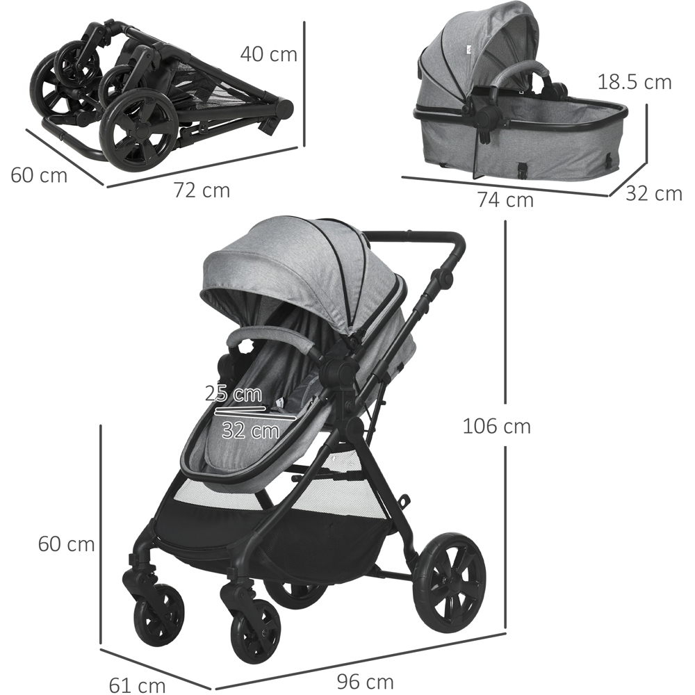 Portland Grey Baby Pushchair Stroller Image 3