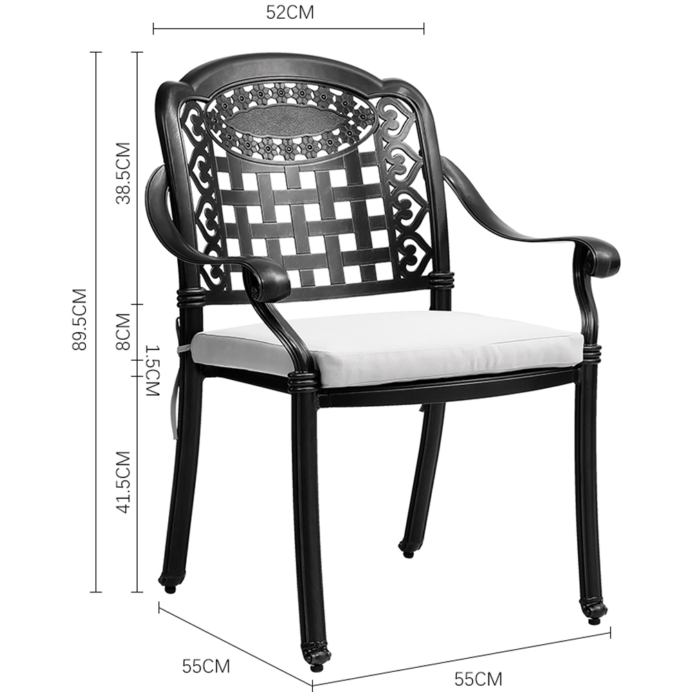 Living and Home 2 Seater Black Cast Aluminium Bistro Set Image 8