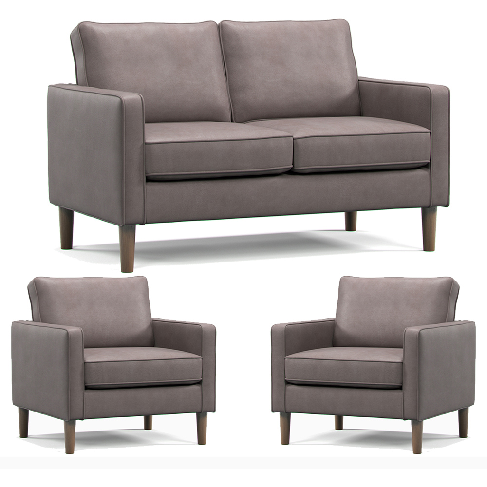 Bexhill 4 Seater Grey Faux Leather Sofa Suite Image 2