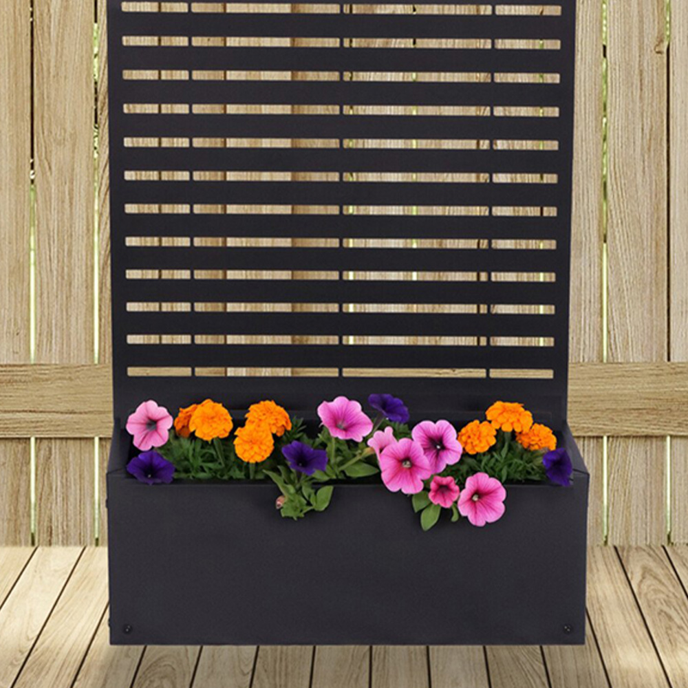 Slatted Planter with Trellis Black Image 6