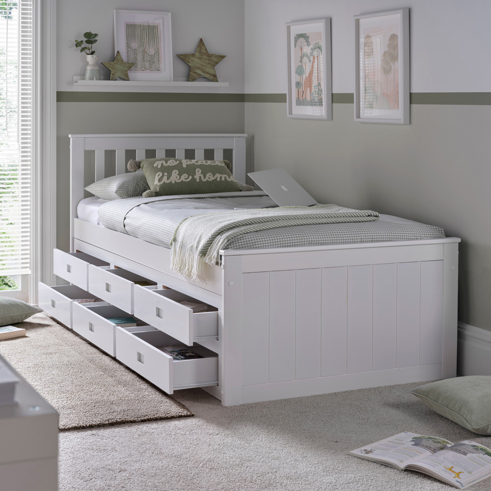 Bedmaster Nova 6 Drawer White Storage Bed with Pocket Mattress Image 1