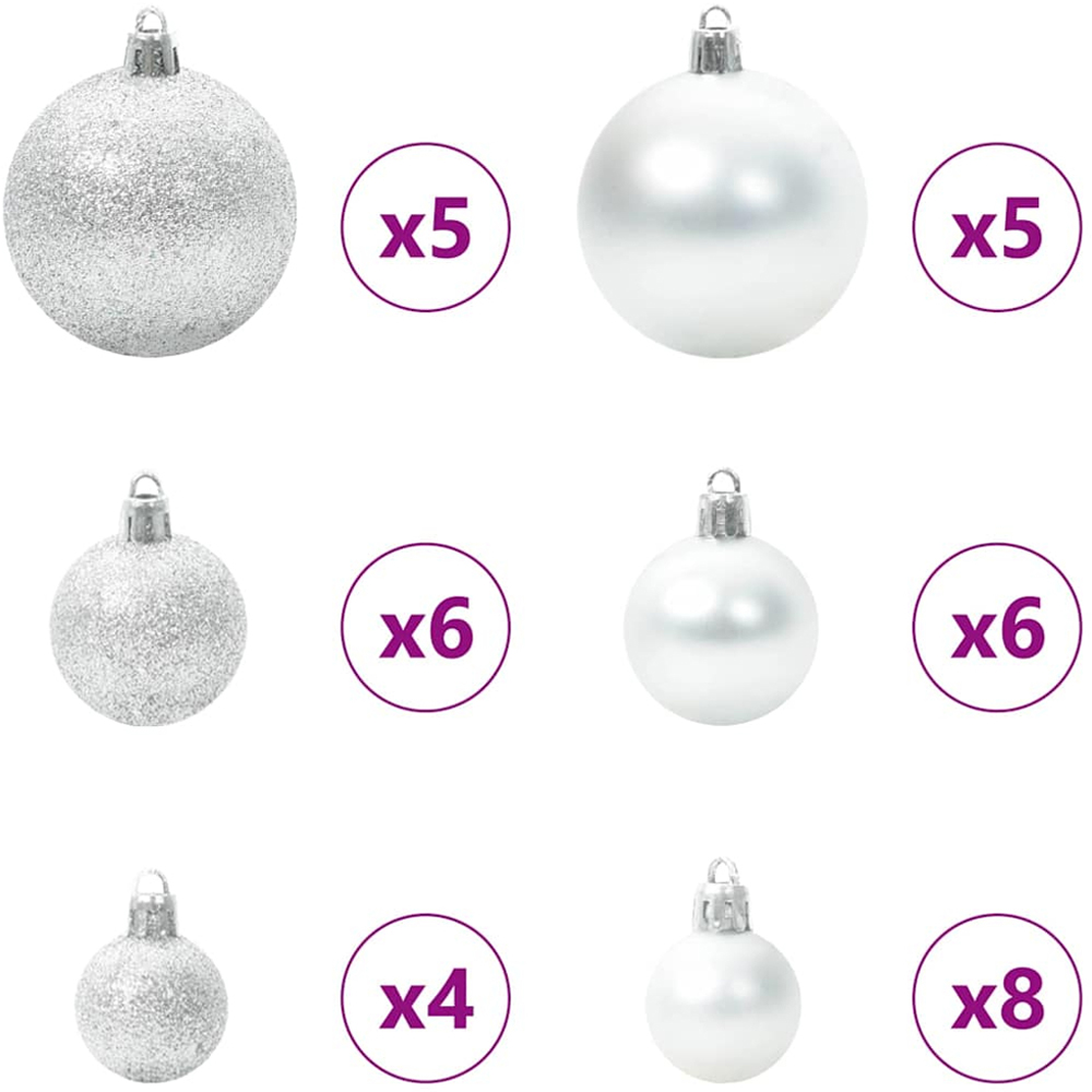 vidaXL Pre-Lit Silver Baubles Green Artificial Christmas Tree 3ft Image 8