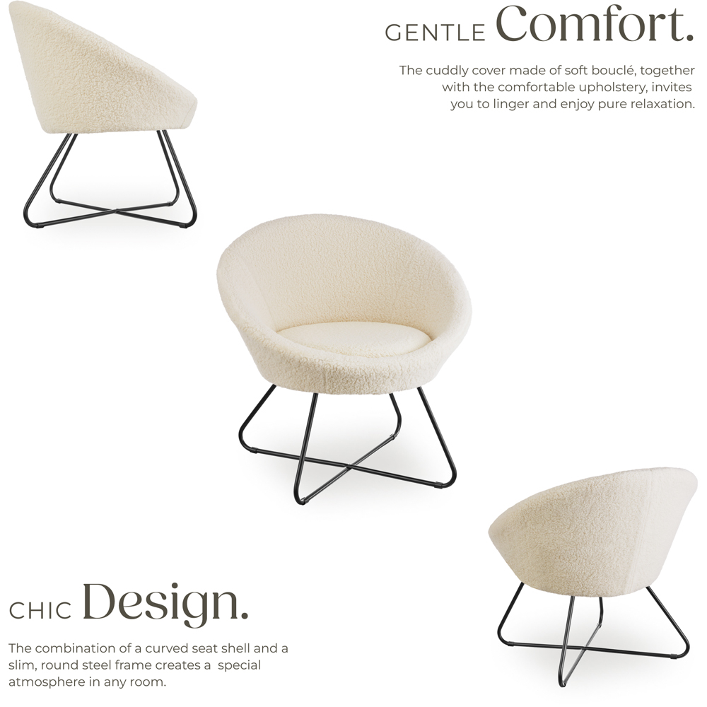 tectake Centera Off White Boucle Accent Chair Image 3