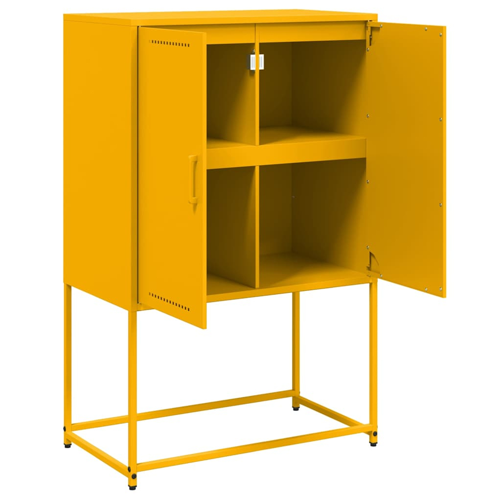 vidaXL 2 Door Mustard Yellow Steel Highboard Image 3