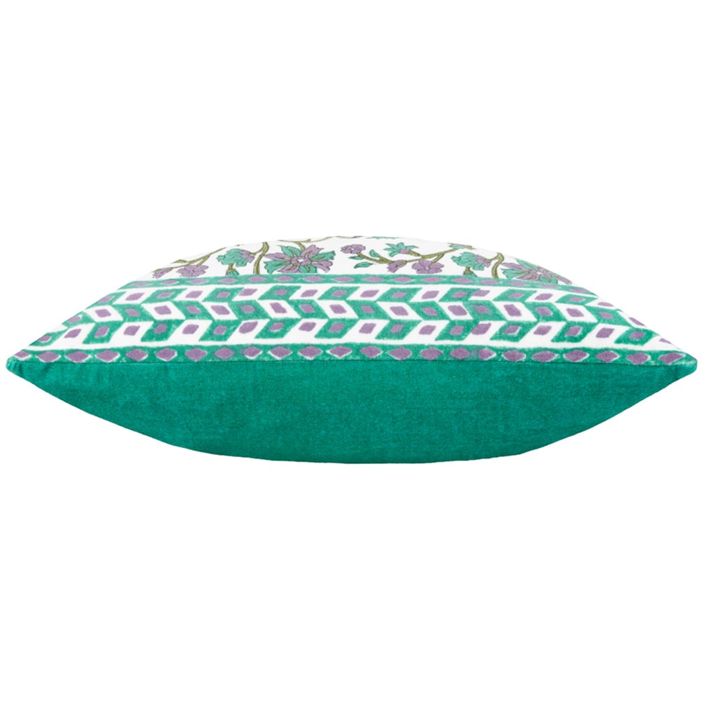 Paoletti Mentera Oasis Green Lilac Floral Velvet Cushion Image 4