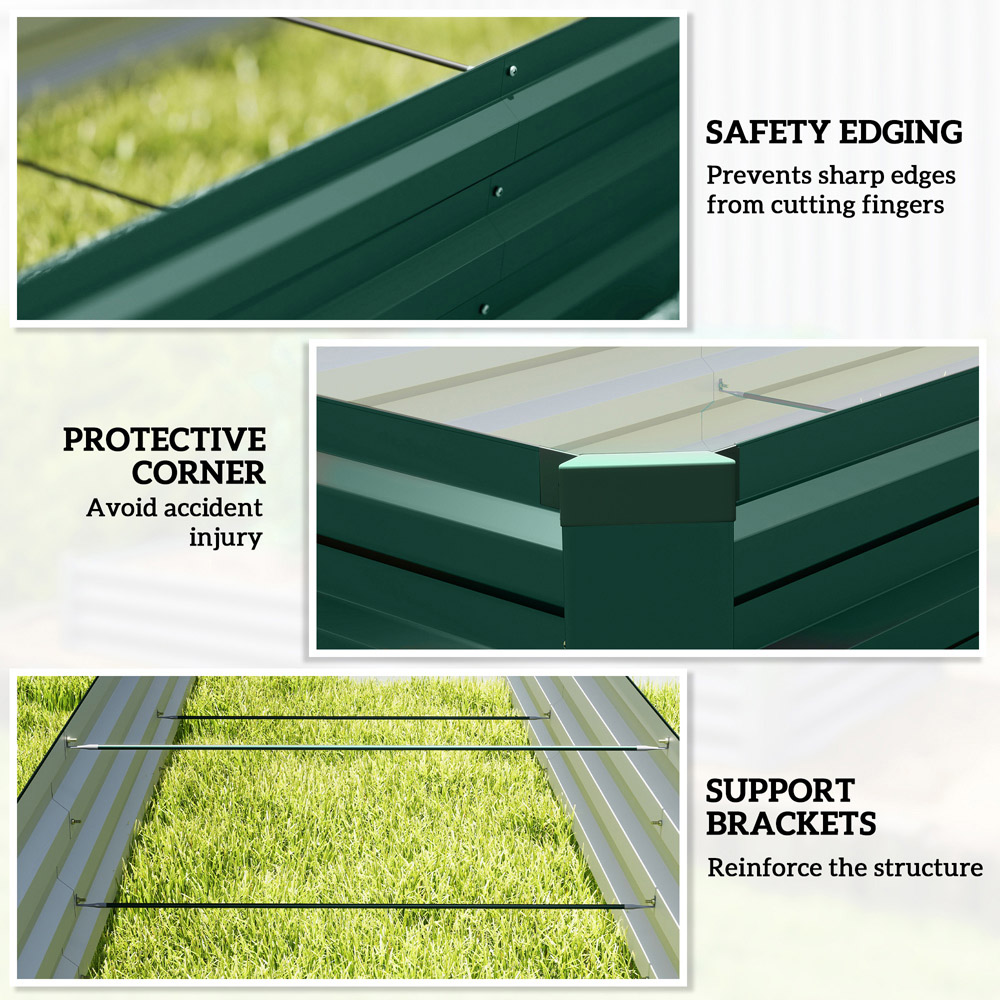 Outsunny Green Steel Galvanised Raised Garden Bed 30 x 60 x 240cm Image 7