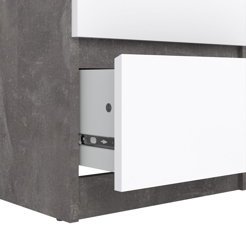 Florence 5 Drawer Concrete and White High Gloss Narrow Chest of Drawers Image 3