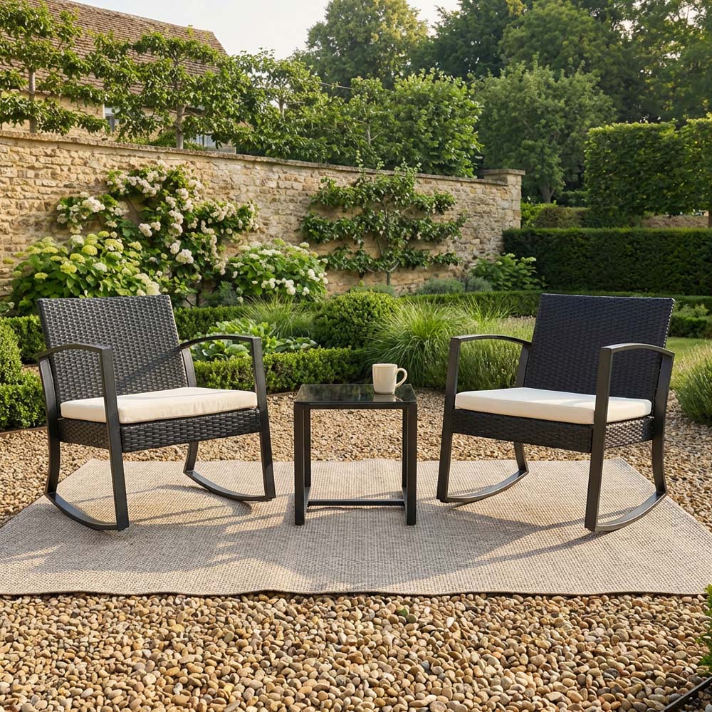 Monza 2 Seater Rocking Bistro Set Black Image 3