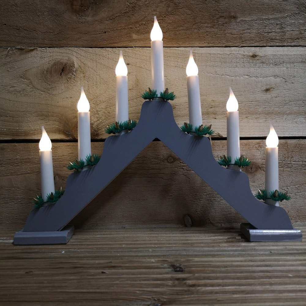 Samuel Alexander Grey Wooden Christmas Candle Bridge Image 6
