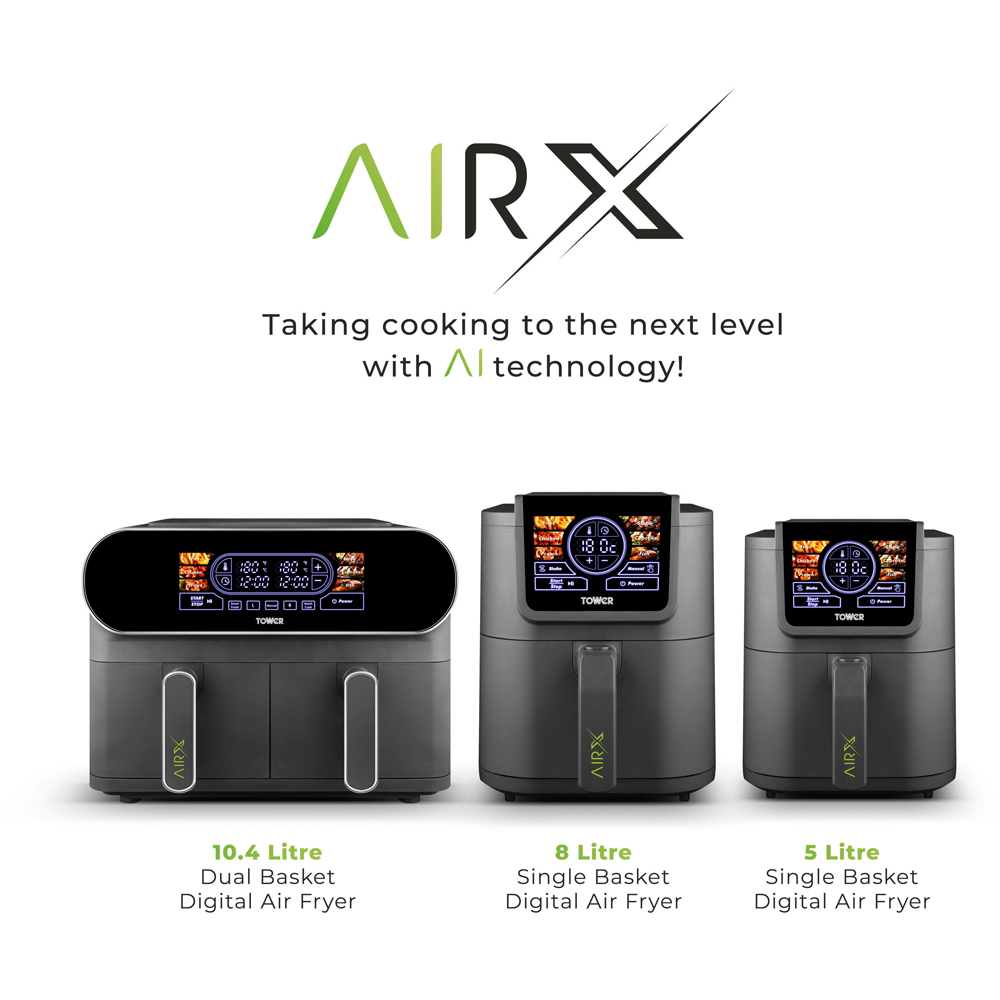 Tower AirX T17165 Grey Dual Basket Digital Air Fryer 10.4L Image 6