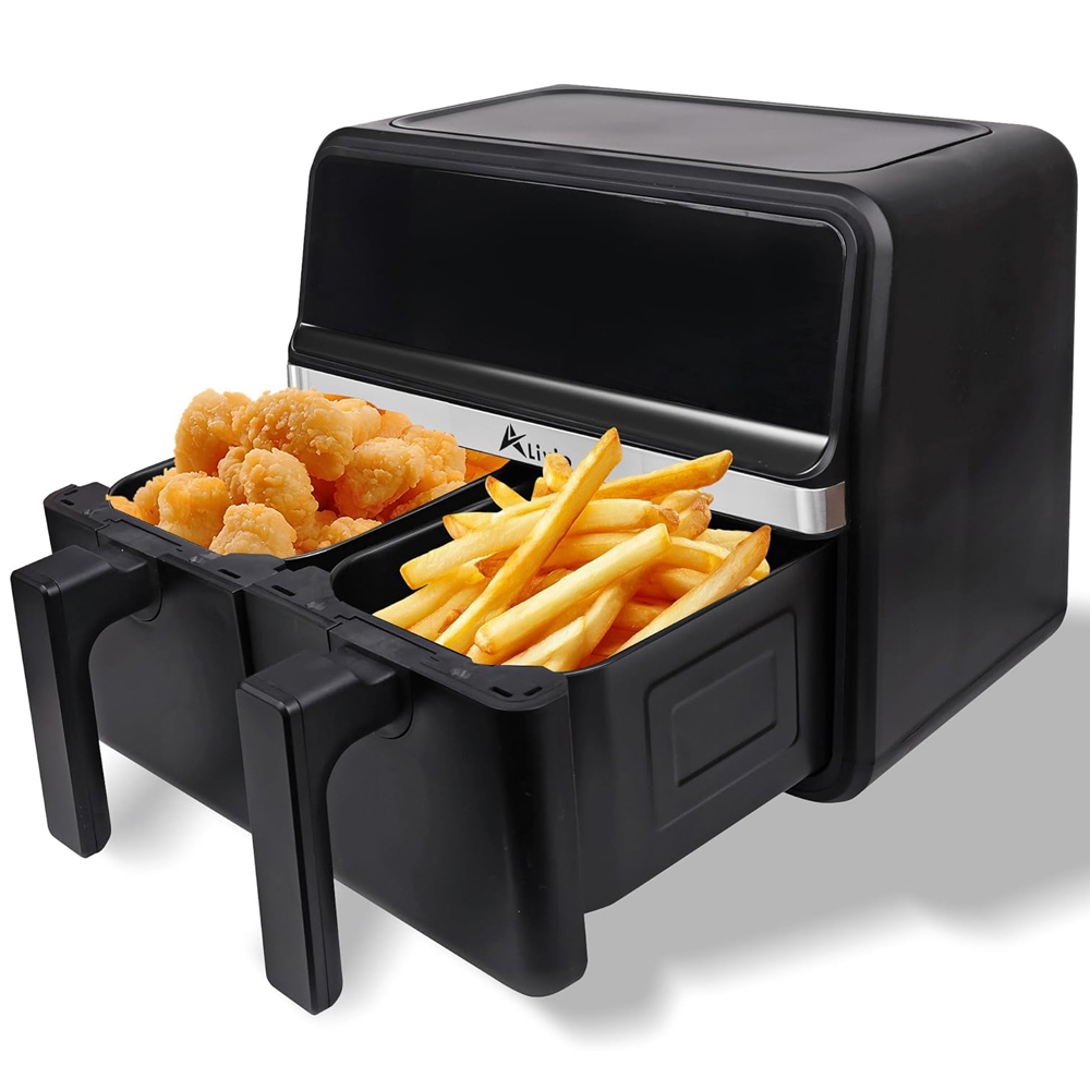Alivio ZG033E-AIRFRYER Black Dual Basket 9L Air Fryer with LED Touch Screen 2200W Image 3