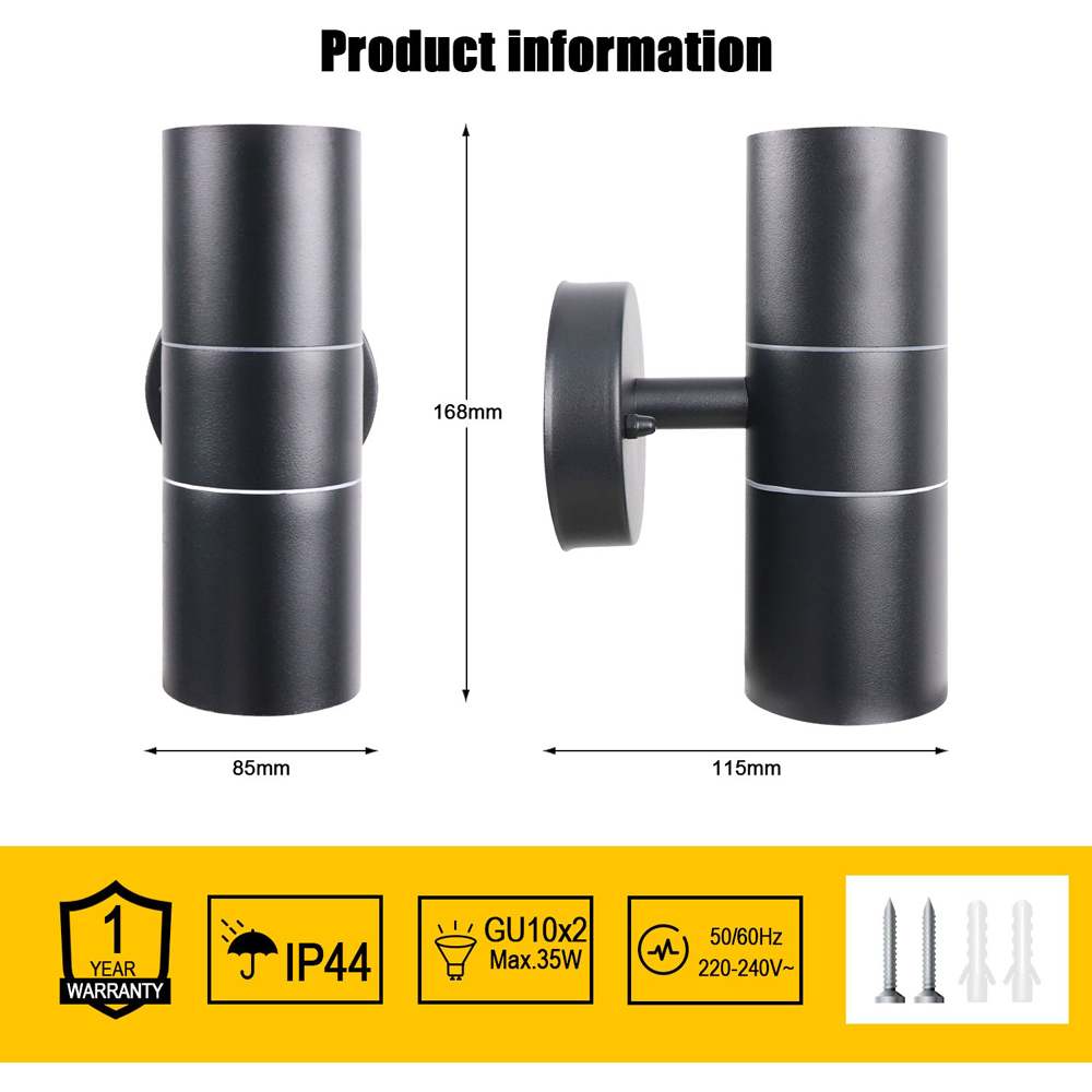 ExtraStar Black Stainless Steel Double Wall Light Image 6