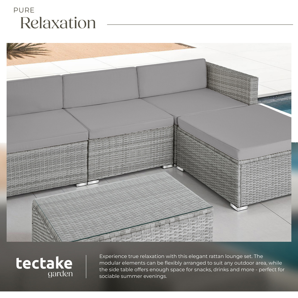 tectake Florence 4 Seater Light Grey and Dark Grey Rattan Garden Lounge Set Image 4