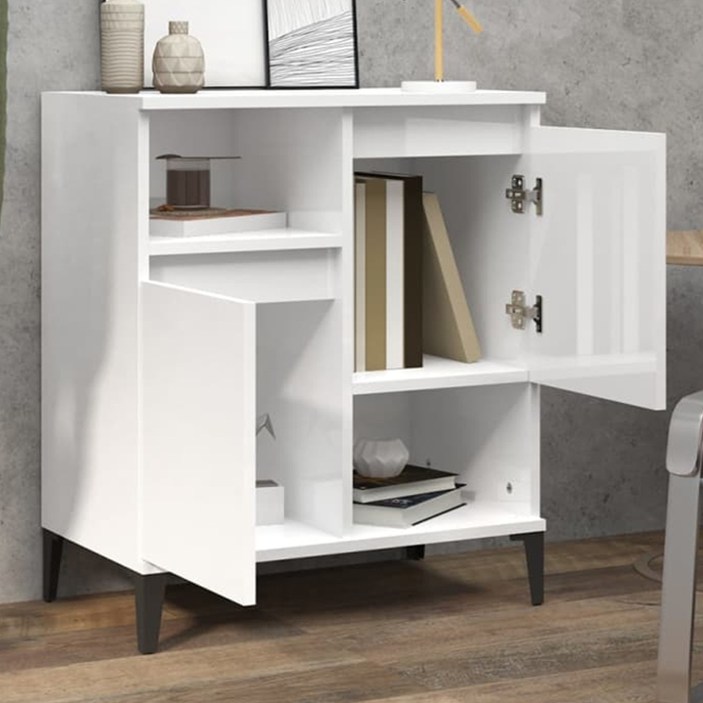 vidaXL 4 Shelf White Sideboard Image 1