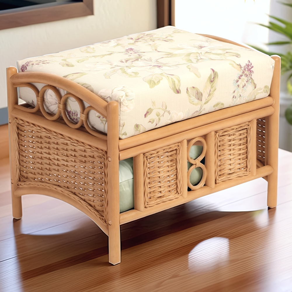 Desser Furniture Vale Wicker Lily Light Oak Footstool Image 1