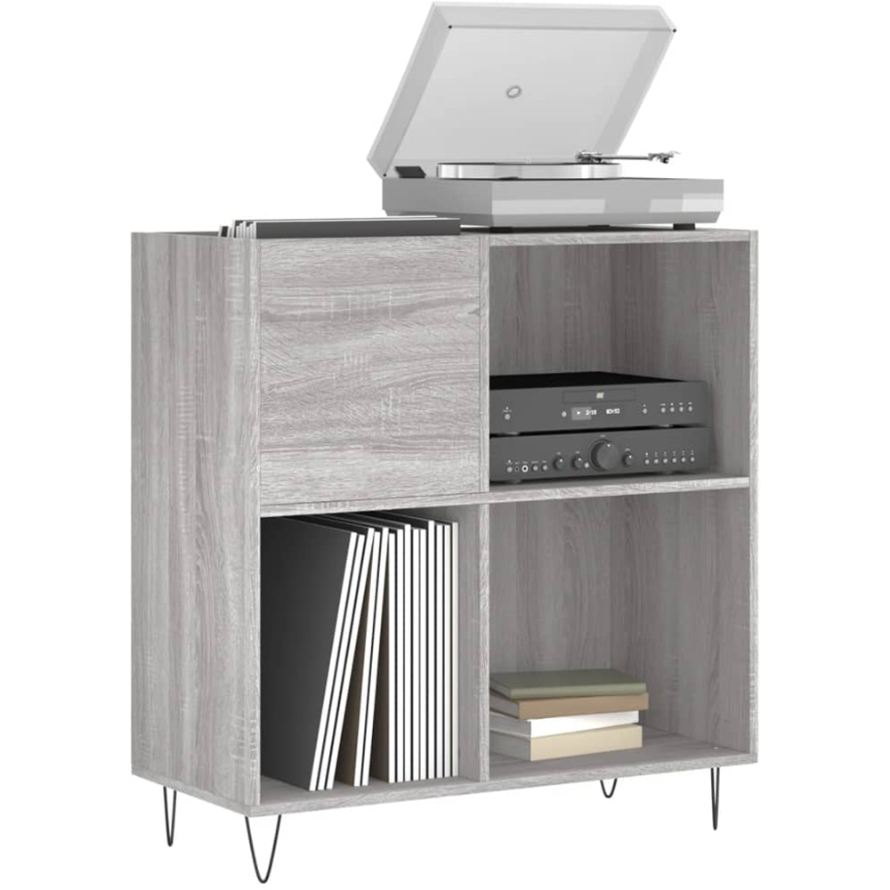 vidaXL 3 Shelf Grey Sonoma Record Cabinet Image 3