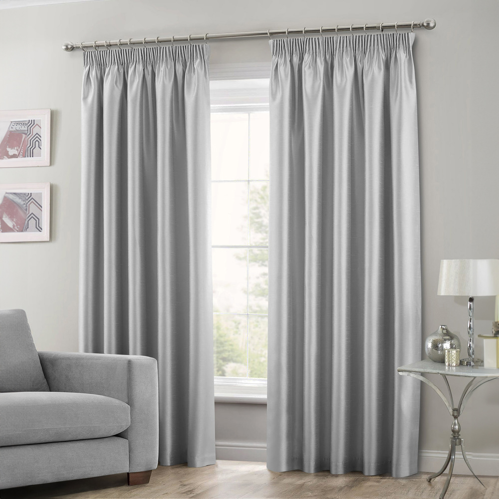 Intimates Faux Silk Silver Curtains 117 x 137cm Image 1