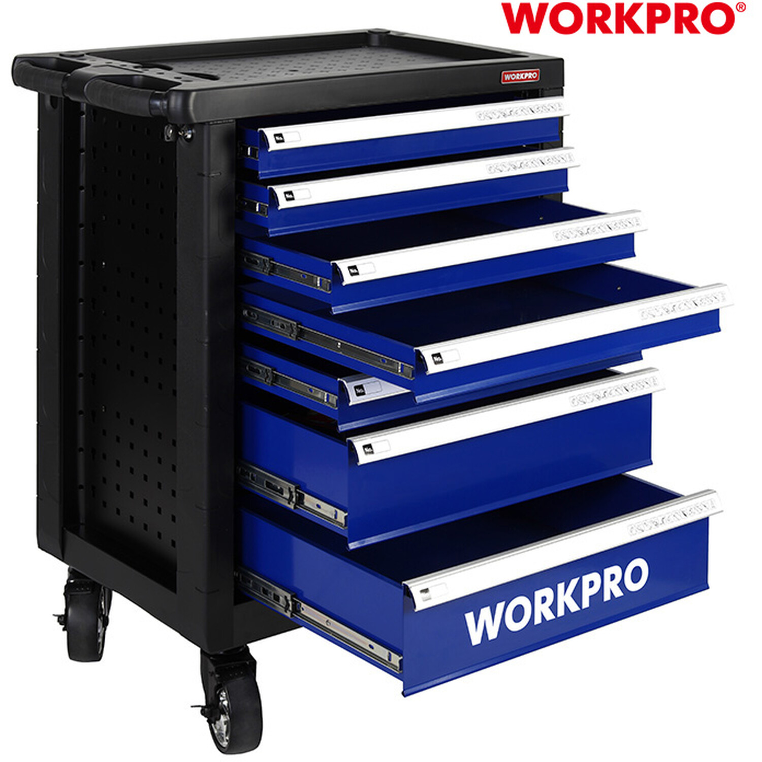 Workpro 7 Drawer Tool Roller Cabinet on Wheels - Black Image 6