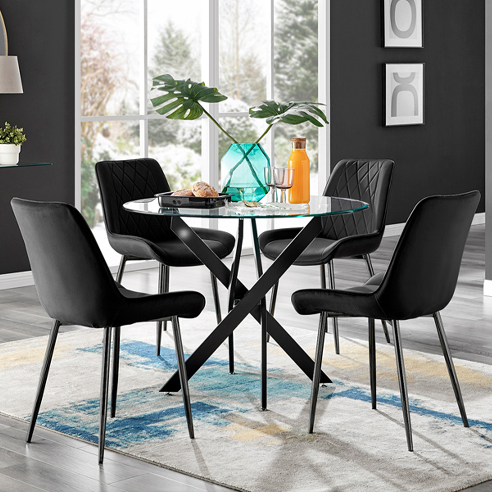 Furniturebox Arona Cesano 4 Seater Round Dining Set Black Image 1