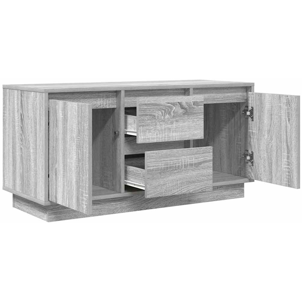 vidaXL 2 Door 2 Drawer Grey Sonoma TV Cabinet with RGB LED Lights Image 6