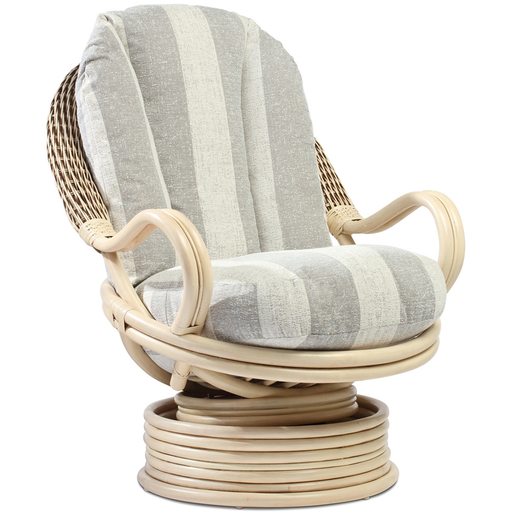 Desser Furniture Dijon Natural Rattan Athena Stripe Swivel Rocking Chair Image 2