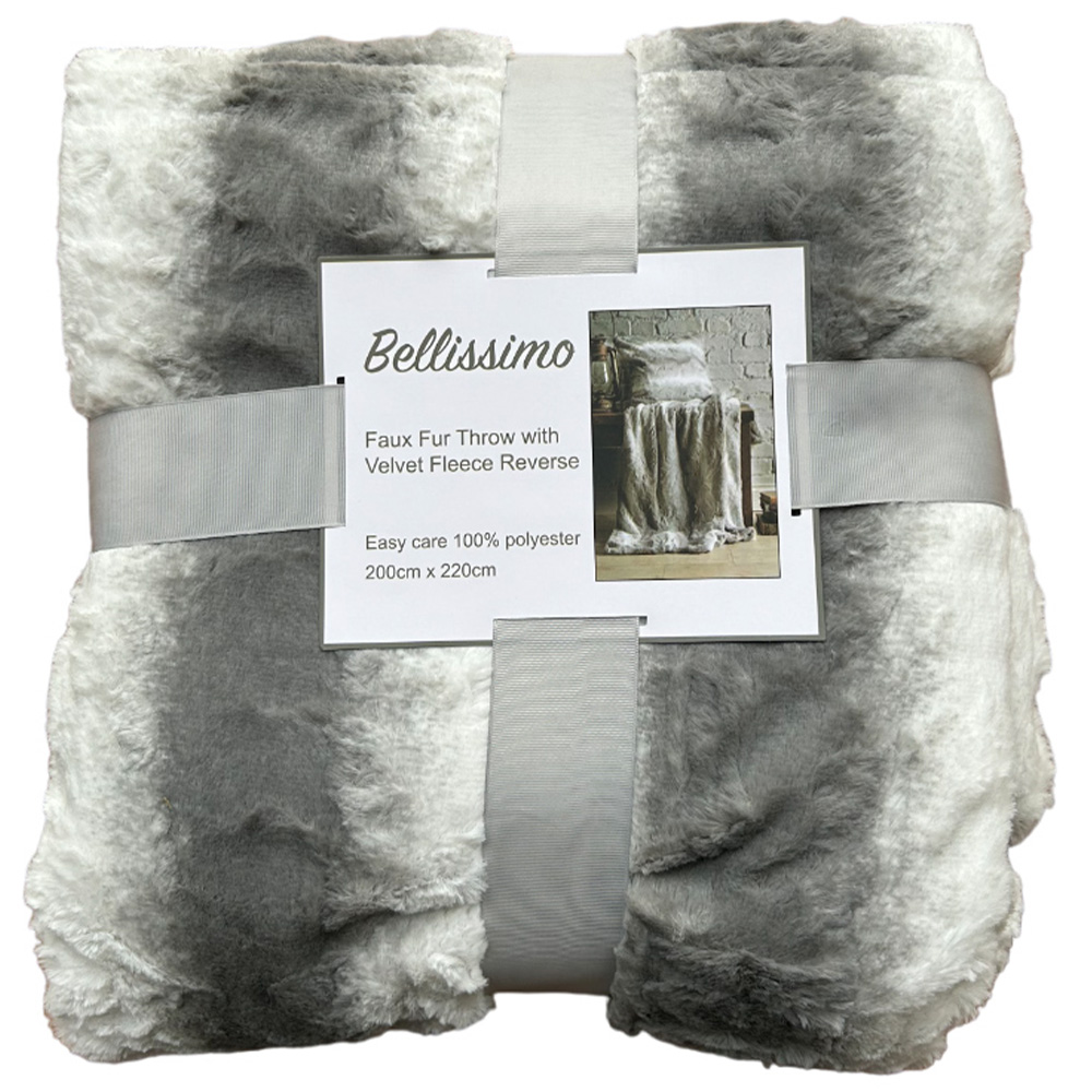 Bellissimo Grey Faux Fur Throw 200 x 220cm Image 1