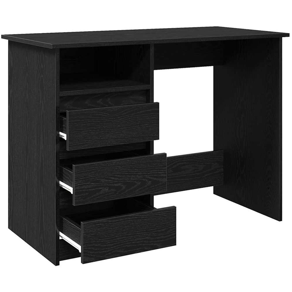 vidaXL 3 Drawer Single Shelf Computer Desk Black Image 4