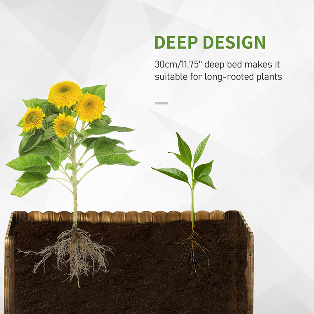 Outsunny Wooden Rectangular Raised Bed Planter 30 x 33 x 80cm Image 6
