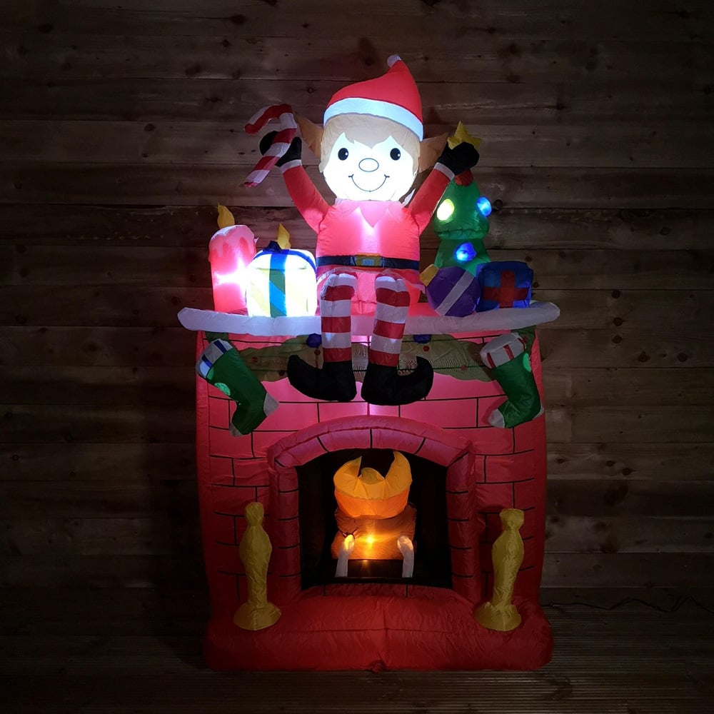 Premier Christmas Inflatable Fireplace with Elf and Presents Christmas Decoration 6.5 Image 8