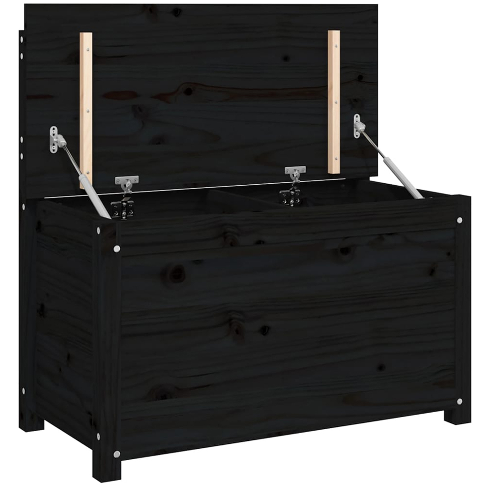vidaXL Black Solid Wood Pine Storage Bench 80 x 41 x 77cm Image 2