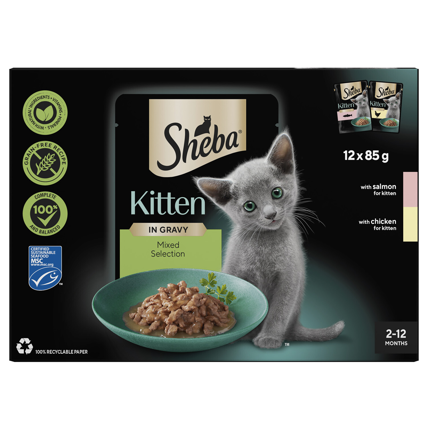 Sheba Mixed Selection Kitten Food Pouches in Gravy - 40 Image 2