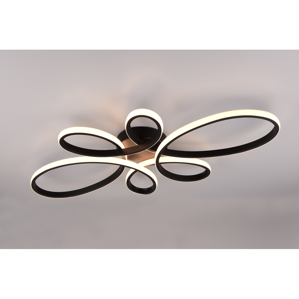 TRIO Fly Black Matt Integrated LED Ceiling Light Image 2