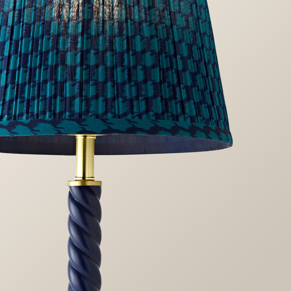 ValueLights Amara Teal Pleated Tapered Shade Navy Twist Table Lamp with Bulb Image 4