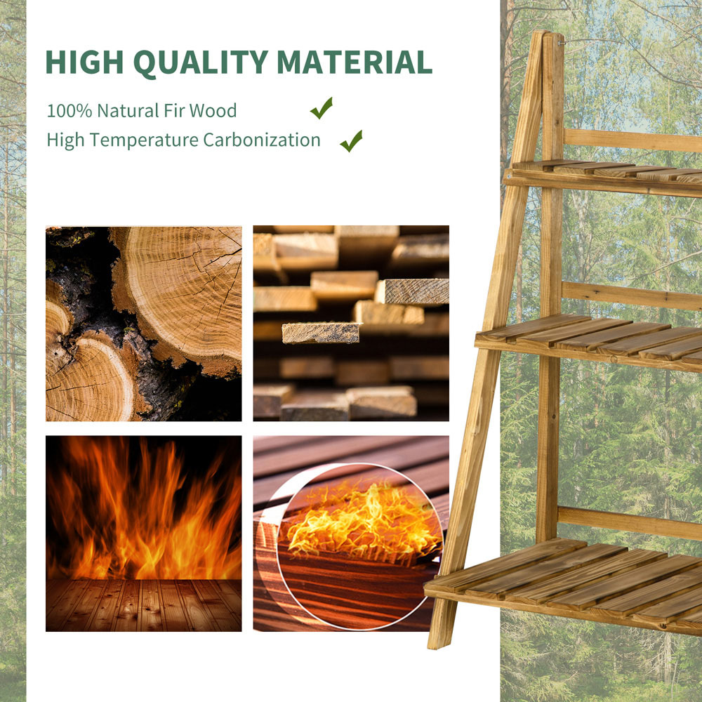 Outsunny 3-Tier Wooden Foldable Flower Pot Stand Image 4