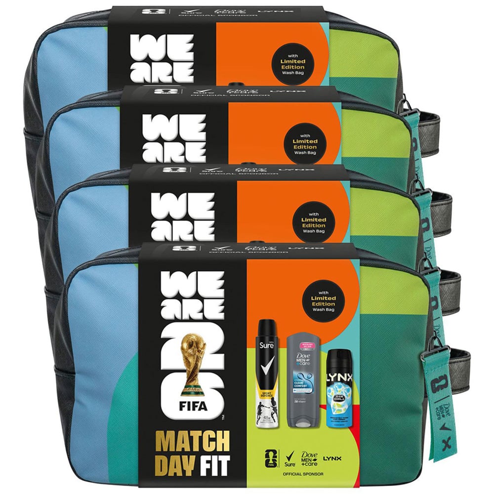 Sure FIFA Match Day Fit Bodywash and Bodyspray with Wash Bag Gift Set for Him 4 Pack Image 1