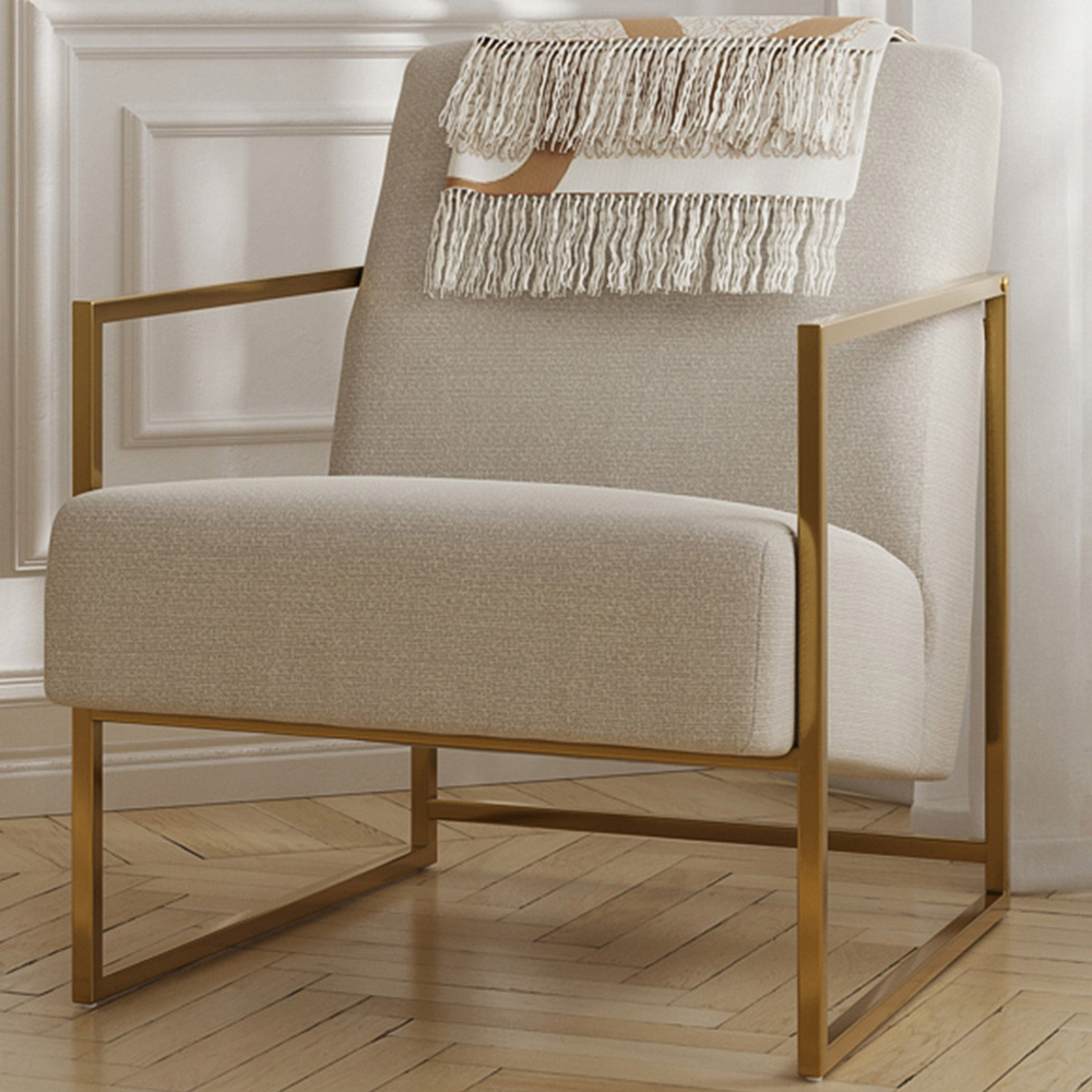 Ritz Beige and Gold Accent Chair Image 1
